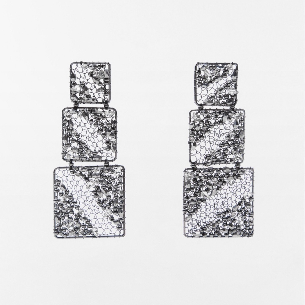 Zara JEWEL MESH EARRINGS |